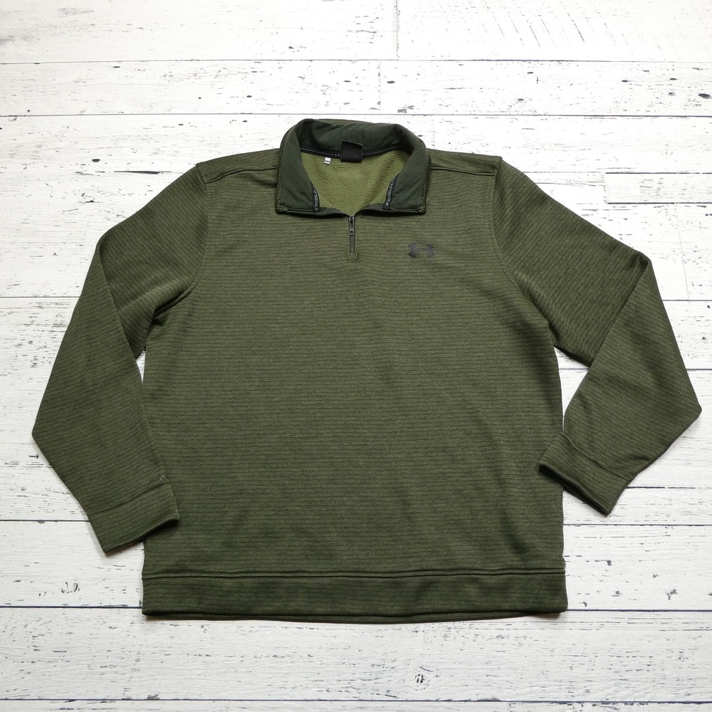 Under Armour Pullover Mens Large Green Storm Golf Quarter Zip Fleece Athletic‎